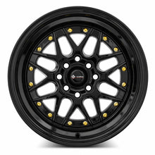 Load image into Gallery viewer, VR0715808H0BK-408 - Vors VR7 15X8 4X108 0MM All Black Gold Rivet - Vors Wheels Canada