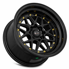 Charger l'image dans la galerie, VR0715808H0BK-498 - Vors VR7 15X8 4X98 0MM All Black Gold Rivet - Vors Wheels Canada