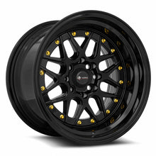 Charger l'image dans la galerie, VR0715908H0BK-408 - Vors VR7 15X9 4X108 0MM All Black Gold Rivet - Vors Wheels Canada
