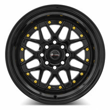 Charger l'image dans la galerie, VR0715908H0BK-408 - Vors VR7 15X9 4X108 0MM All Black Gold Rivet - Vors Wheels Canada