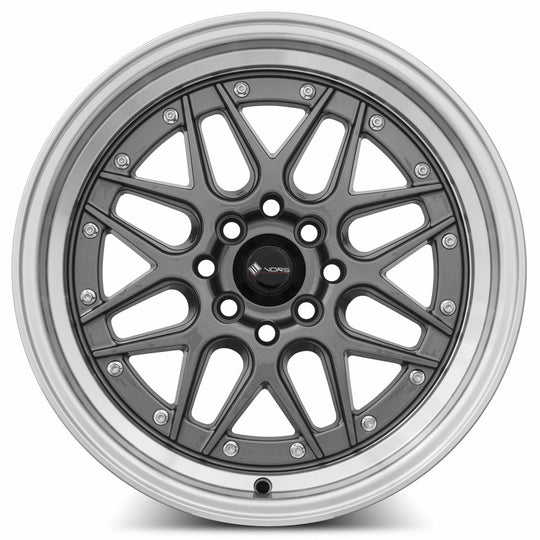 VR0716808H20GM-498 - Vors VR7 16X8 4X98 20MM Gun Metal Machine Lip Chrome Rivet - Vors Wheels Canada