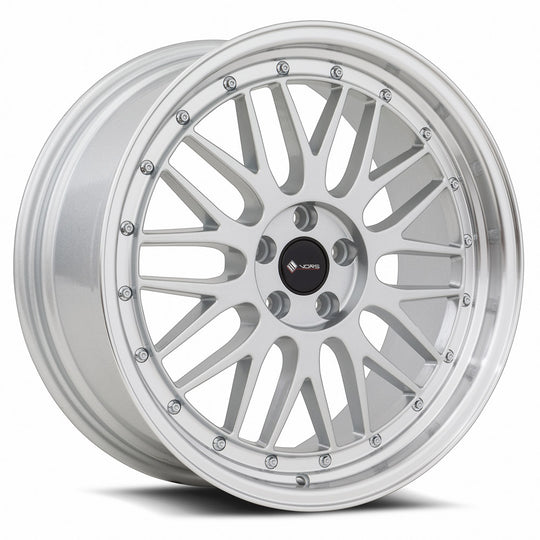 VR08188050035S - Vors VR8 18X8 5X100 35MM Silver Machine Lip Chrome Rivet - Vors Wheels Canada