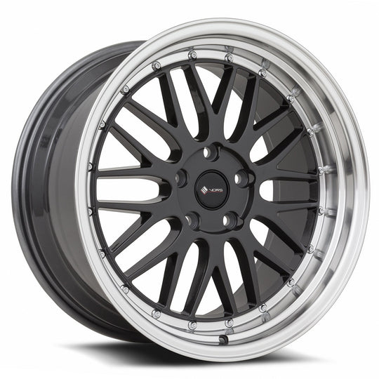 VR08199551435HB-510 - Vors VR8 19X9.5 5X110 35MM Hyper Black Machine Lip Chrome Rivet - Vors Wheels Canada