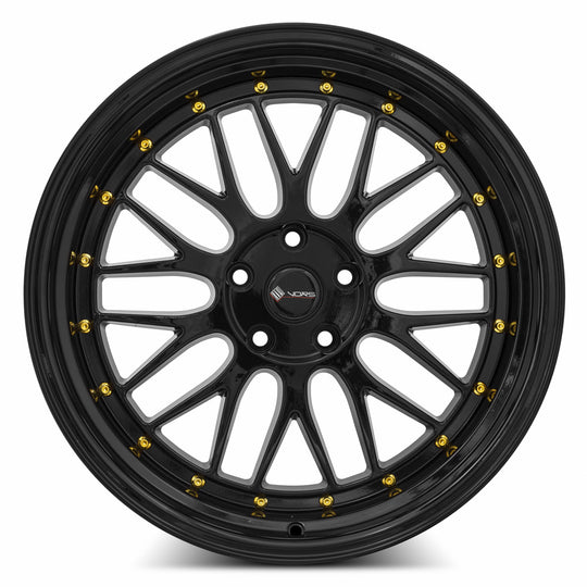 VR08199551435GB - Vors VR8 19X9.5 5X114.3 35MM All Black Gold Rivet - Vors Wheels Canada