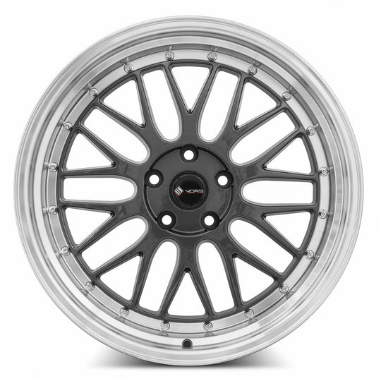 VR08209551435HB-508 - Vors VR8 20X9.5 5X108 35MM Hyper Black Machine Lip Chrome Rivet - Vors Wheels Canada
