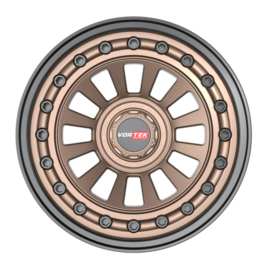 7021895X6XBL-12MBRB - Vortek VRD-702 18X9 Blank 5X/6X -12mm Matte Bronze Black Bolts  Lip - Vortek Wheels Canada