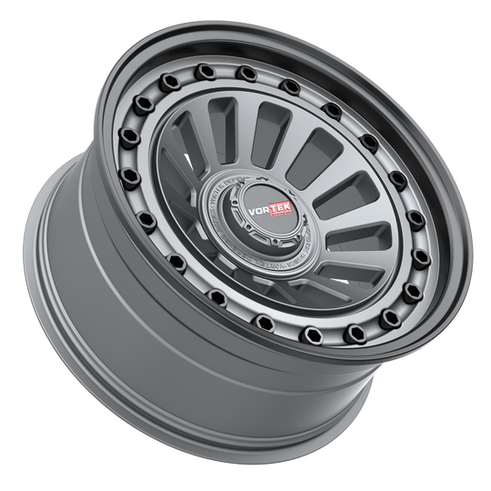 7021895X6XBL12MTBB - Vortek VRD-702 18X9 Blank 5X/6X 12mm Matte GunMetal Black Bolts  Lip - Vortek Wheels Canada