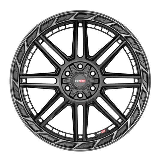 501221057-18BDCTR - Vortek VRP-501 22X10 6X139.7 / 6X135 -18mm Black Diamond Cut Ring W/ Dark Tint - Vortek Wheels Canada