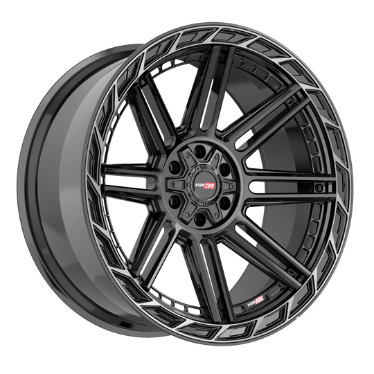 501241157-24BDCTR - Vortek VRP-501 24X11 6X139.7 / 6X135 -24mm Black Diamond Cut Ring W/ Dark Tint - Vortek Wheels Canada