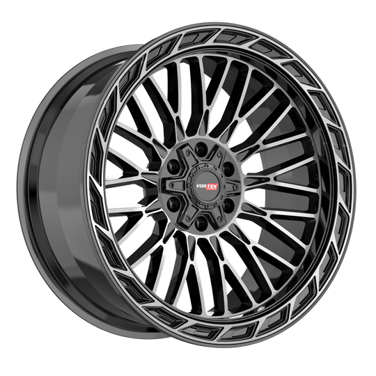 502201043-18BDCDT - Vortek VRP-502 20X10 5X127 / 5X139.7 -18mm Black Diamond Cut W/ Dark Tint - Vortek Wheels Canada