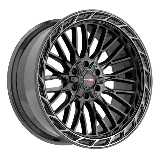 502221057-18BDCTR - Vortek VRP-502 22X10 6X139.7 / 6X135 -18mm Black Diamond Cut Ring W/ Dark Tint - Vortek Wheels Canada