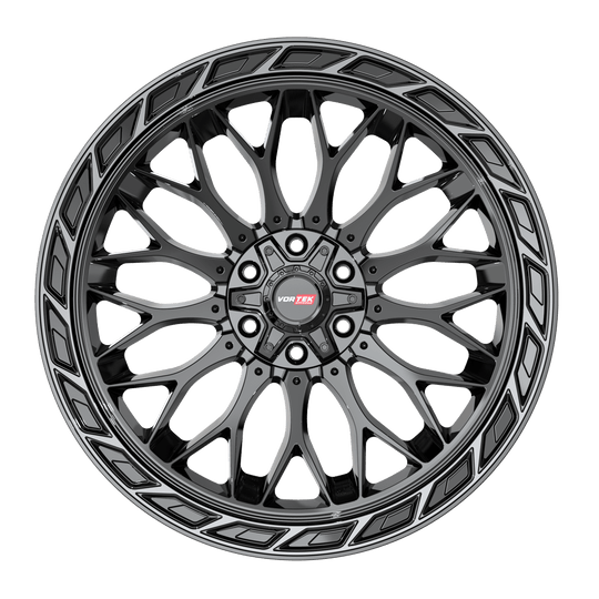 503209570BDCTR - Vortek VRP-503 20X9 6X139.7 / 6X135 0mm Black Diamond Cut Ring W/ Dark Tint - Vortek Wheels Canada