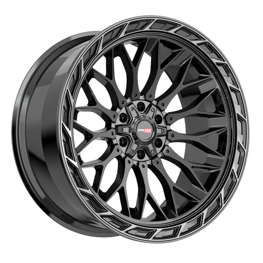 503209570BDCTR - Vortek VRP-503 20X9 6X139.7 / 6X135 0mm Black Diamond Cut Ring W/ Dark Tint - Vortek Wheels Canada