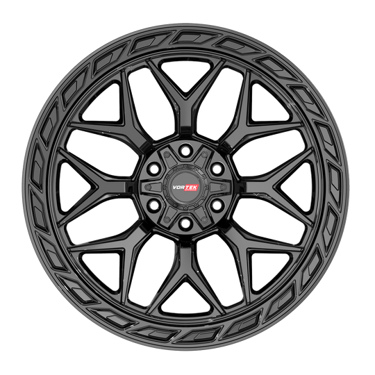 504209570GB - Vortek VRP-504 20X9 6X139.7 / 6X135 0mm Gloss Black - Vortek Wheels Canada