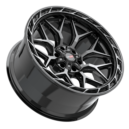 5042094418BDCDT - Vortek VRP-504 20X9 5X139.7 / 5X150 18mm Black Diamond Cut W/ Dark Tint - Vortek Wheels Canada