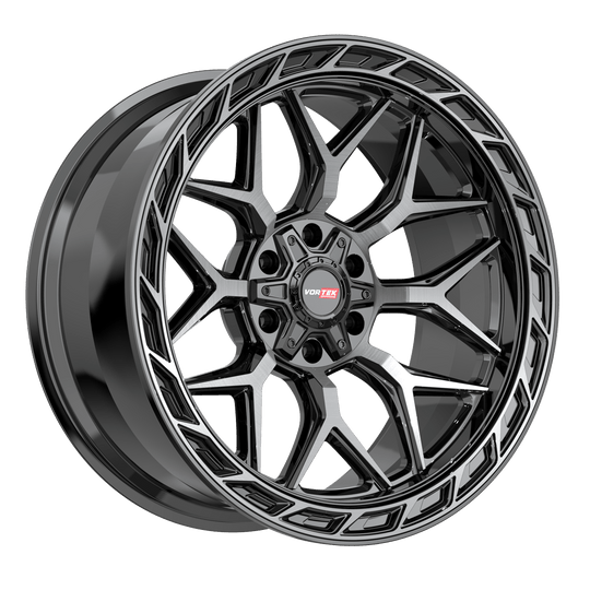 504201057-18BDCDT - Vortek VRP-504 20X10 6X135 / 6X139.7 -18mm Black Diamond Cut W/ Dark Tint - Vortek Wheels Canada