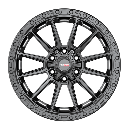 6011795712MB - Vortek VRT-601 17X9 6X135 / 6X139.7 12mm Matte Black - Vortek Wheels Canada