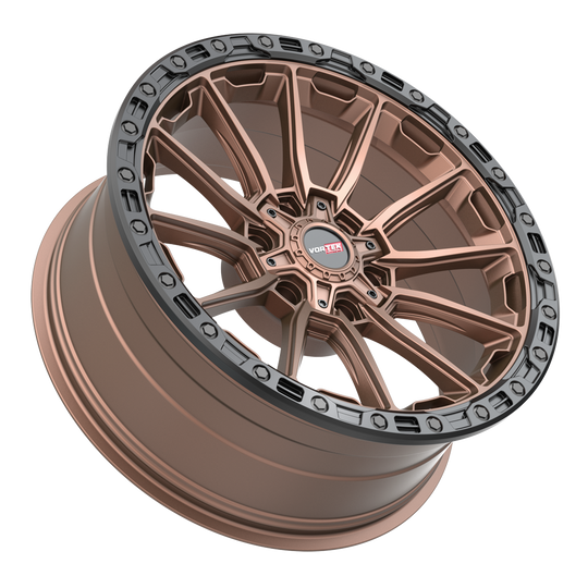 601179570MBR - Vortek VRT-601 17X9 6X139.7 / 6X135 0mm Matte Bronze Black Bead Ring - Vortek Wheels Canada