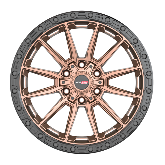 601201057-12MBR - Vortek VRT-601 20X10 6X135 / 6X139.7 -12mm Matte Bronze Black Bead Ring - Vortek Wheels Canada