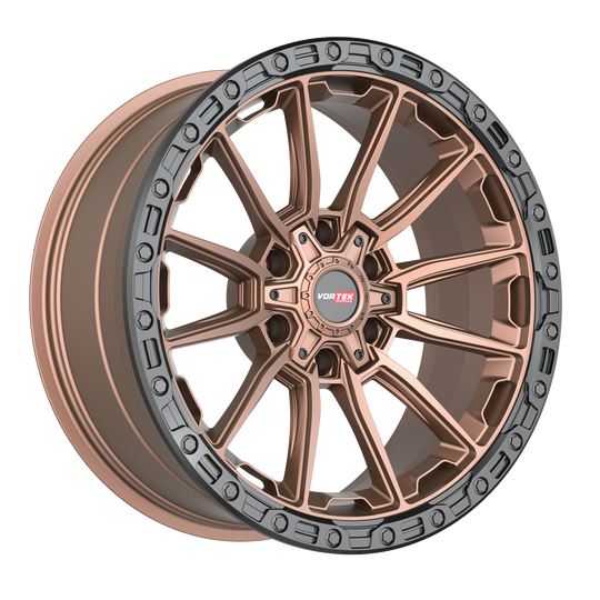 6011790570MBR - Vortek VRT-601 17X9 6X139.7 / 6X135 0mm Matte Bronze Black Bead Ring - Vortek Wheels Canada