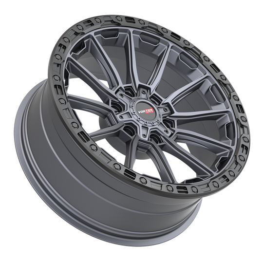 601179570MTB - Vortek VRT-601 17X9 6X139.7 / 6X135 0mm Matte Titanium Black Bead Ring - Vortek Wheels Canada