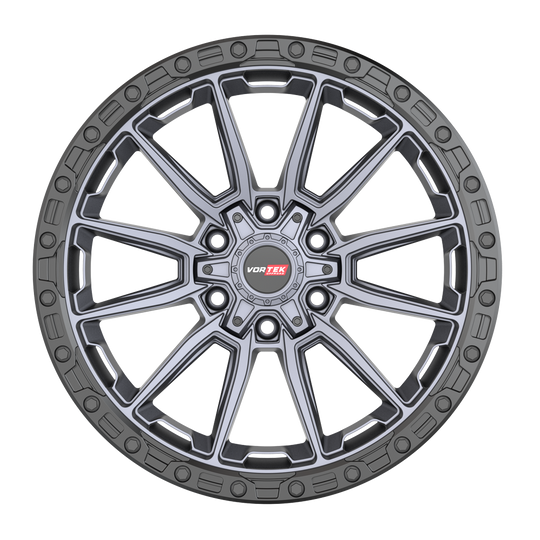 601201057-12MTB - Vortek VRT-601 20X10 6X139.7 / 6X135 -12mm Matte Titanium Black Bead Ring - Vortek Wheels Canada