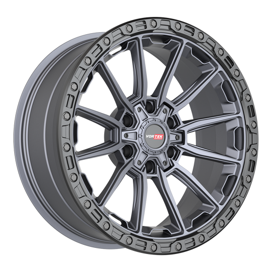 601201057-24MTB - Vortek VRT-601 20X10 6X139.7 / 6X135 -24mm Matte Titanium Black Bead Ring - Vortek Wheels Canada