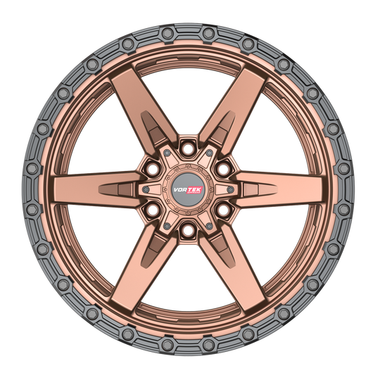 602201057-12MBR - Vortek VRT-602 20X10 6X139.7 / 6X135 -12mm Matte Bronze Black Bead Ring - Vortek Wheels Canada