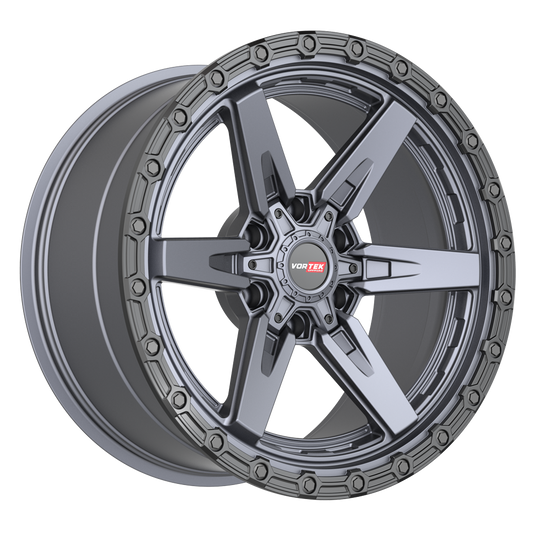 60217957-12MTB - Vortek VRT-602 17X9 6X135 / 6X139.7 -12mm Matte Titanium Black Bead Ring - Vortek Wheels Canada