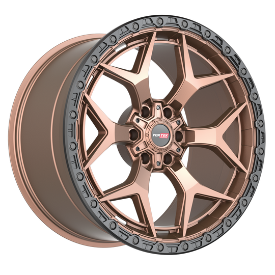60320958XBL-18MBR - Vortek VRT-603 20X9.5 Blank 8X -18mm Matte Bronze Black Bead Ring - Vortek Wheels Canada