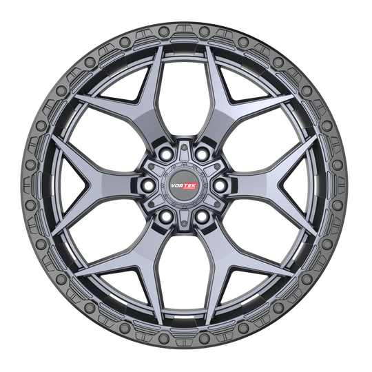 603179570MTB - Vortek VRT-603 17X9 6X135 / 6X139.7 0mm Matte Titanium Black Bead Ring - Vortek Wheels Canada
