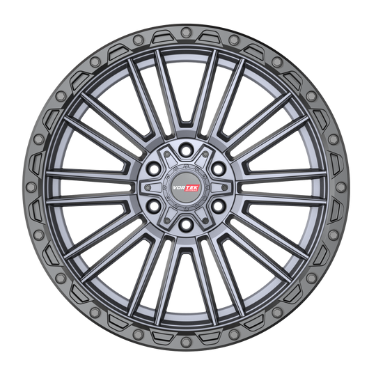 604179570MTB - Vortek VRT-604 17X9 6X135 / 6X139.7 0mm Matte Titanium Black Bead Ring - Vortek Wheels Canada