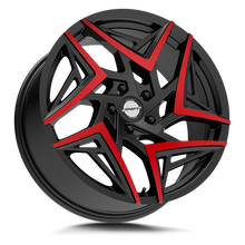 Load image into Gallery viewer, H3688550035GBMRT - Shift H36 Valve 18X8.5 5X100 35mm Gloss Black Machined Red Tips - Shift Wheels Canada