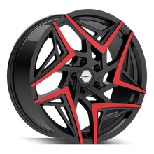 Load image into Gallery viewer, H3688550035GBMRT - Shift H36 Valve 18X8.5 5X100 35mm Gloss Black Machined Red Tips - Shift Wheels Canada