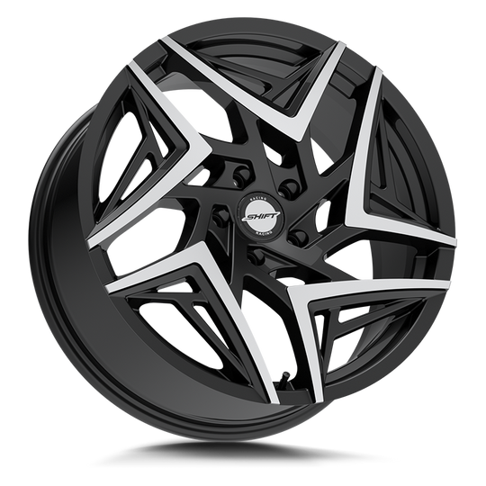 H3688550035GBMT - Shift H36 Valve 18X8.5 5X100 35mm Gloss Black Machined Tips - Shift Wheels Canada