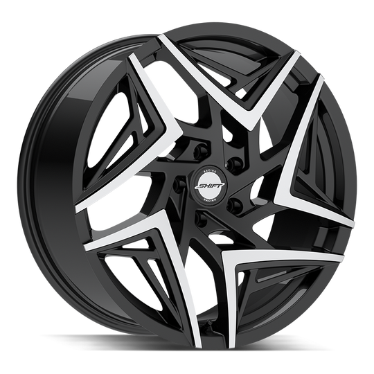 H3688551435GBMRT - Shift H36 Valve 18X8.5 5X114.3 35mm Gloss Black Machined Red Tips - Shift Wheels Canada