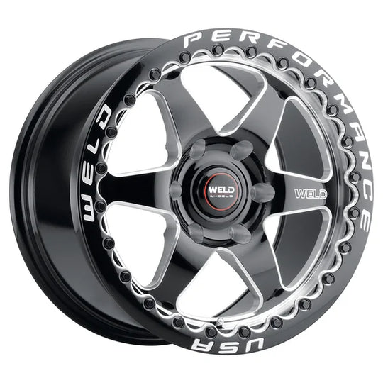 S90979581P35 - Weld Street Performance Ventura 6 Beadlock 17X9.5 6X127 ET 35mm Gloss Black Milled - Weld Street Performance Wheels Canada