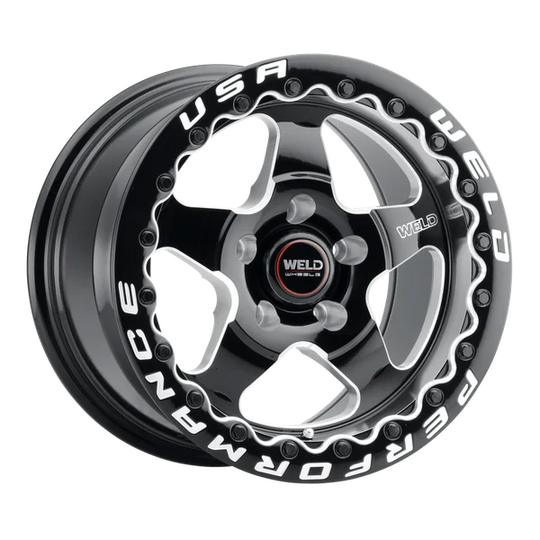 S90470088P38 - Weld Street Performance Ventura Beadlock 17X10 5X139.7 ET 38mm Gloss Black Milled - Weld Street Performance Wheels Canada