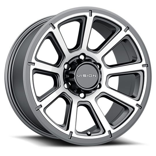 353VT5683GMMF0 - Vision 353 Turbine 15X6 6X139.7 0mm Gunmetal Machined Face - Vision Wheels Canada