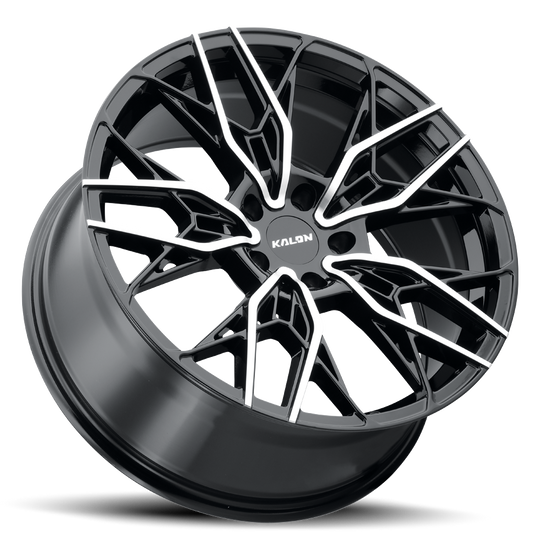 107AB-1880E38 - Kalon Scout 18X8 5X112 ET 38mm Gloss Black / Machined Face - Kalon Wheels Canada