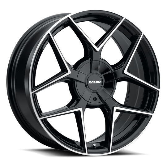 201AB-2085EH38 - Kalon Falcon 20X8.5 5X112 / 5X120 ET 38mm Gloss Black / Machined Face - Kalon Wheels Canada