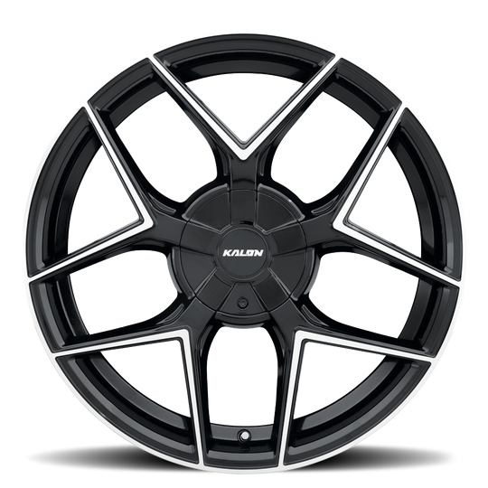 201AB-2085CG38 - Kalon Falcon 20X8.5 5X108 / 5X115 ET 38mm Gloss Black / Machined Face - Kalon Wheels Canada