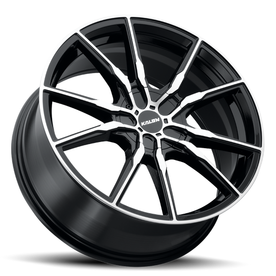 202AB-2085EH38 - Kalon Pyro 20X8.5 5X112 / 5X120 ET 38mm Gloss Black / Machined Face - Kalon Wheels Canada