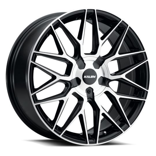 203AB-2085DF38 - Kalon Blitz 20X8.5 5X110 / 5X114.3 ET 38mm Gloss Black / Machined Face - Kalon Wheels Canada