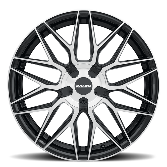 203AB-2085DF38 - Kalon Blitz 20X8.5 5X110 / 5X114.3 ET 38mm Gloss Black / Machined Face - Kalon Wheels Canada