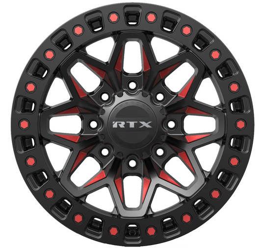 083282 - RTX Offroad Zion 18X9 8X180 ET 20mm Gloss Black Milled Red -  RTX Wheels Canada