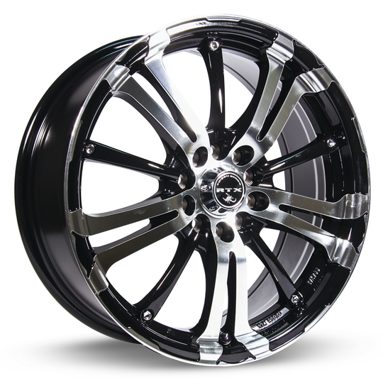 413151 - RTX Arsenic 17X7 5X100 / 5X114.3 ET 42mm Black Machined - RTX Wheels Canada
