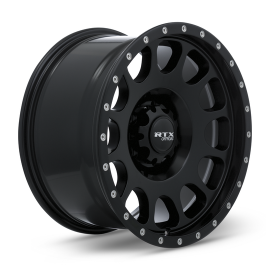 082940 - RTX Offroad Baja 17X9 5X127 ET 0mm Satin Black with Milled Rivets -  RTX Wheels Canada