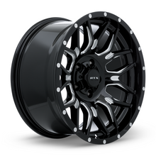 Load image into Gallery viewer, 163729 - RTX Offroad Claw 18X9 6X139.7 ET -12mm Gloss Black Milled with Rivets -  RTX Wheels Canada