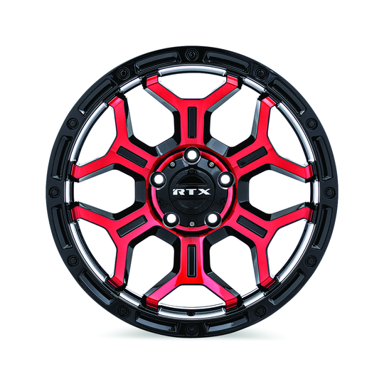 083107 - RTX Offroad Goliath 20X9 6X139.7 ET 0mm Gloss Black Machined Red Spokes -  RTX Wheels Canada
